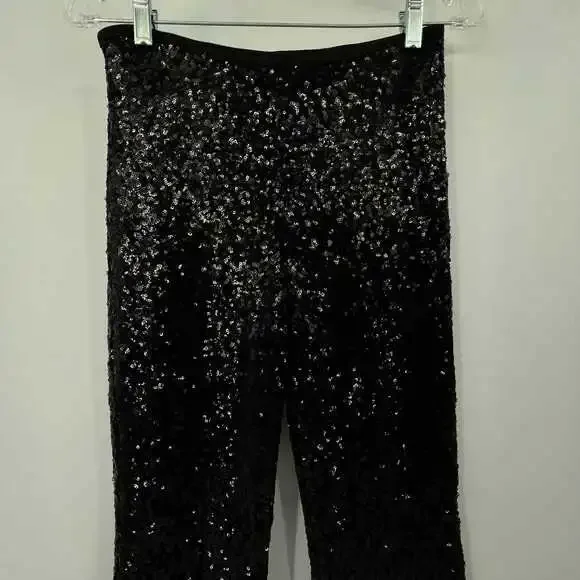 Anthropologie Black Dress Pants with Sequin Detail | Size 4 Regular - Picture 5 of 6